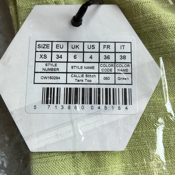 OW Collection Callie Stitch Lime Tank Top XS 4 - Picture 4 of 7